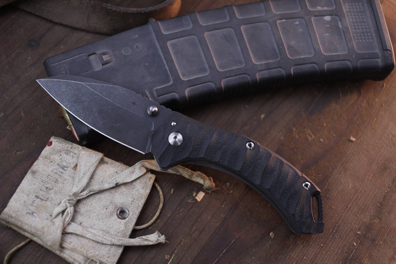 Toor Knives XT-1 Charlie 3.25&quot; Folding Knife / Carbon Black G10 / Acidwash S35VN ( Pre Owned )