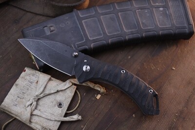 Toor Knives XT-1 Charlie 3.25" Folding Knife / Carbon Black G10 / Acidwash S35VN ( Pre Owned )
