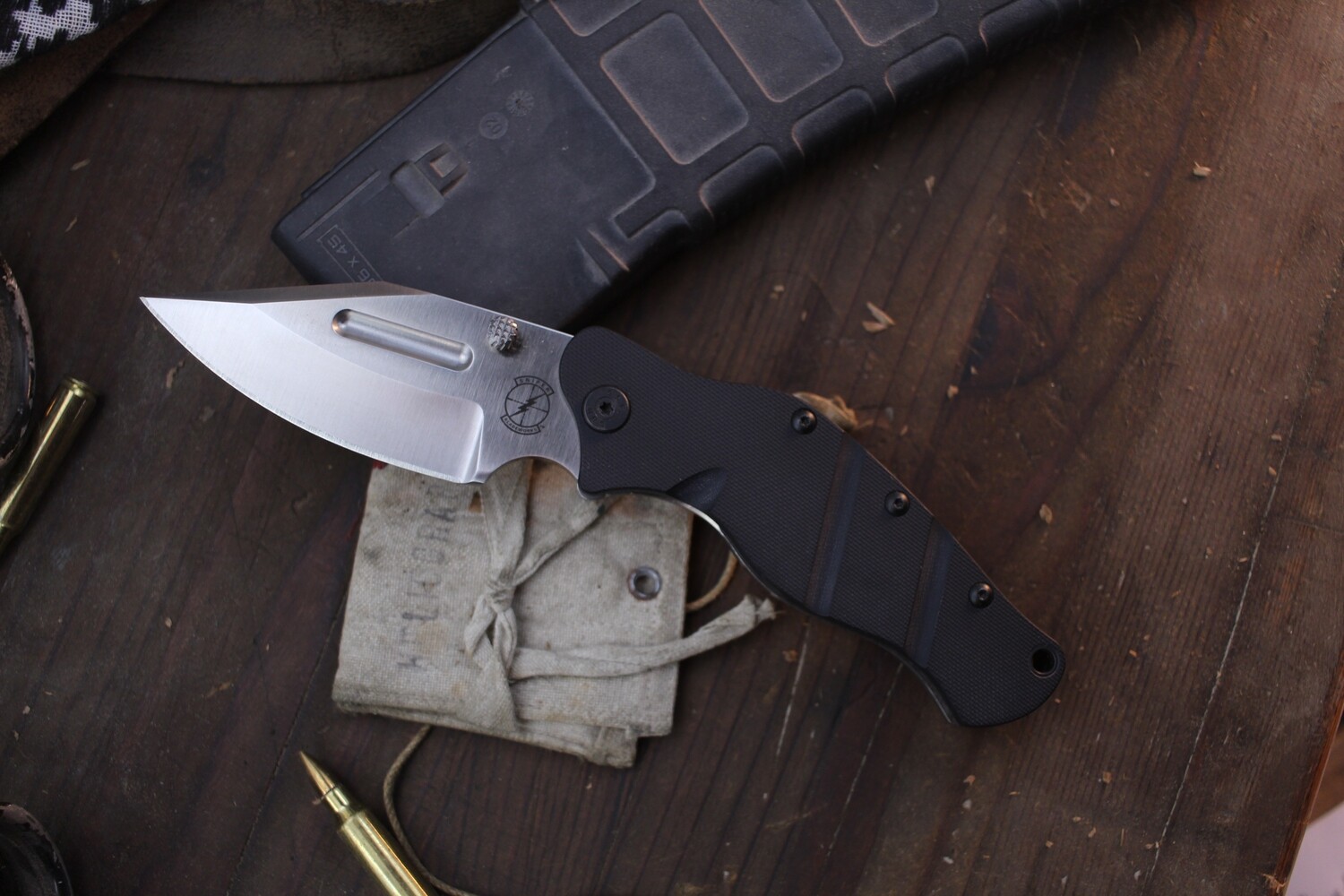 Sniper Bladeworks LPC 3.5&quot; Framelock Folder / Black G-10 &amp; Stonewashed Titanium / Satin S35VN ( Pre Owned )