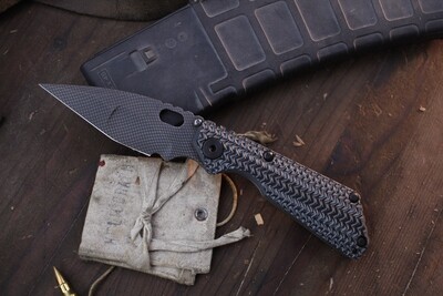 Strider Custom MSC SNG 3.5&quot; Framelock Folder / Tiger Track G-10 &amp; Flamed Ti / Frag Pattern Nightmare Ground 20CV  ( Pre Owned )