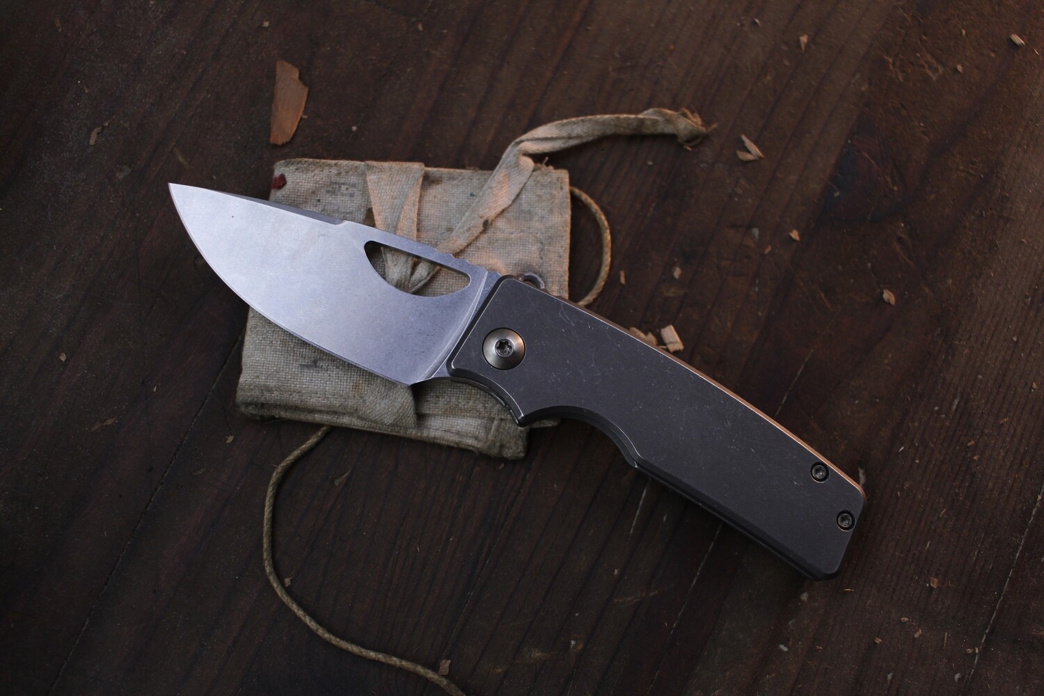 Oz Machine CO Roosevelt 2.9&quot; Framelock Folder / Stonewashed Titanium / Stonewashed MagnaCut ( Pre Owned )