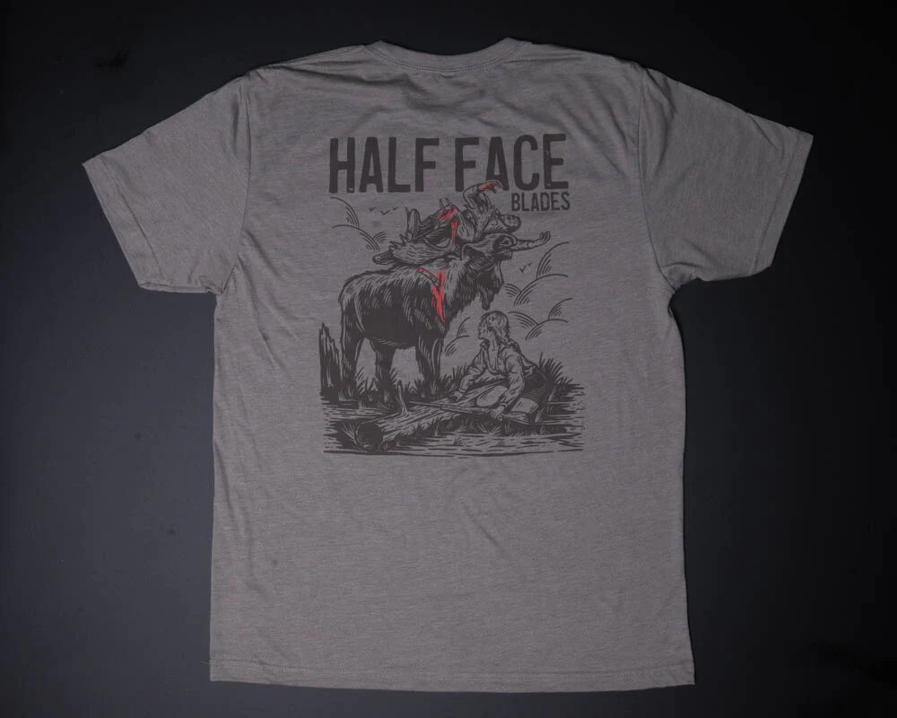Half Face Blade Killer Moose T-Shirt / Venetian Grey / Large