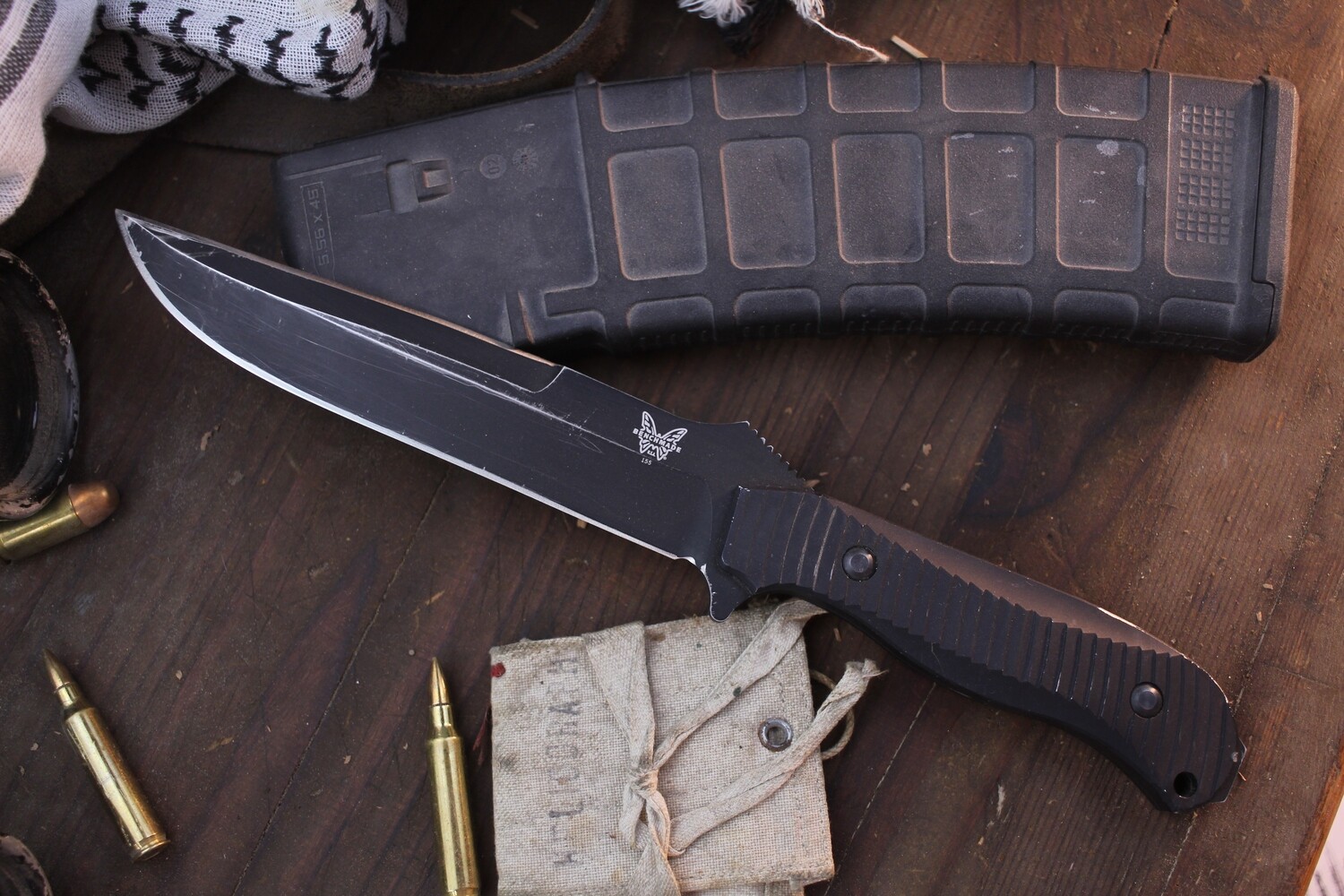 Benchmade Presidio 6.2&quot; Fixed Blade Knife / Black Aluminum / Black 154CM ( Pre Owned )