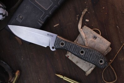 Busse Knives Game Warden 3.5" Fixed Blade / Black Micarta / Stonewashed INFI ( Pre Owned )