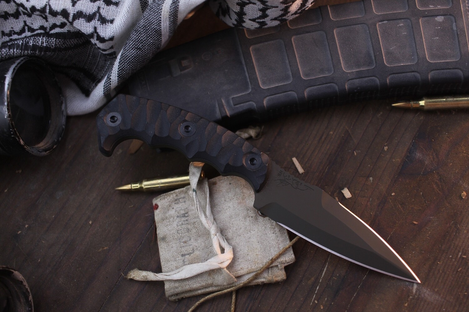 Half Face Blade Humint 3&quot; Fixed Dagger / Black G-10 / OD Green Cerakote S45VN