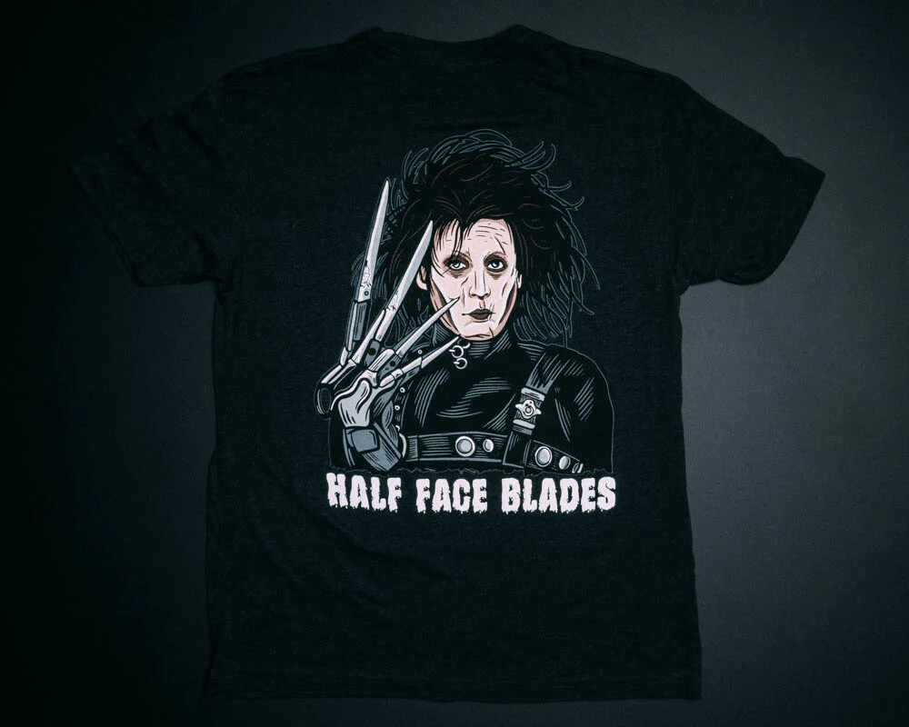 Half Face Blades Edward Scissorhands T-Shirt / Vintage Black / X-Large