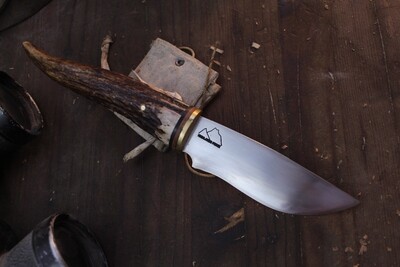 Highlands Forge 5&quot; Fixed Blade Hunter / Moose Antler Tine /  Satin Forged 1095