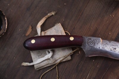 Highlands Forge 4.75" Fixed Blade Hunter / Purple Heartwood / Alaskan Forged 1095 Core San Mai