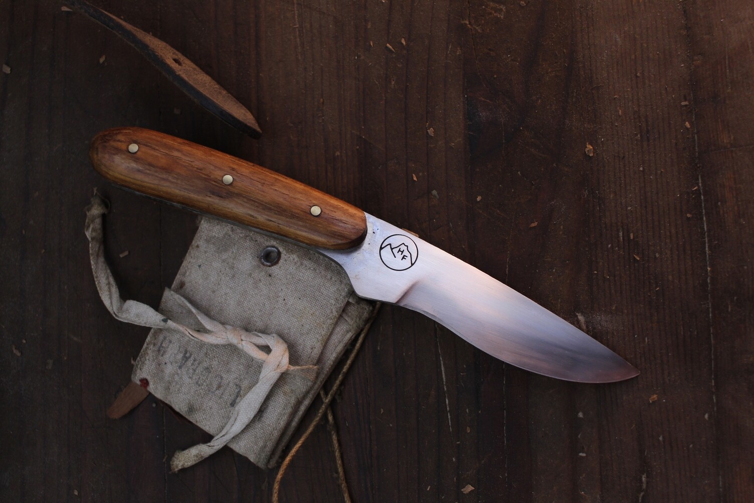 Highlands Forge 3&quot; Fixed Blade Mini Hunter / Canary Wood  /  Satin Forged 1095