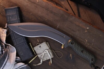 RMJ Tactical Kukri 10.5" Fixed Blade / Dirty Olive G10 / Tungsten 80CRV2 ( Pre Owned )