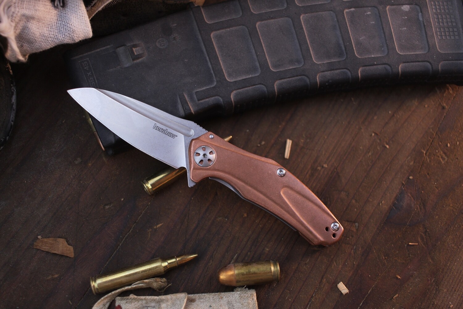 Kershaw Natrix 2.75&quot; Sub-Frame Lock Flipper / Shipwrecked Copper / Stonewashed D2 ( Pre Owned )