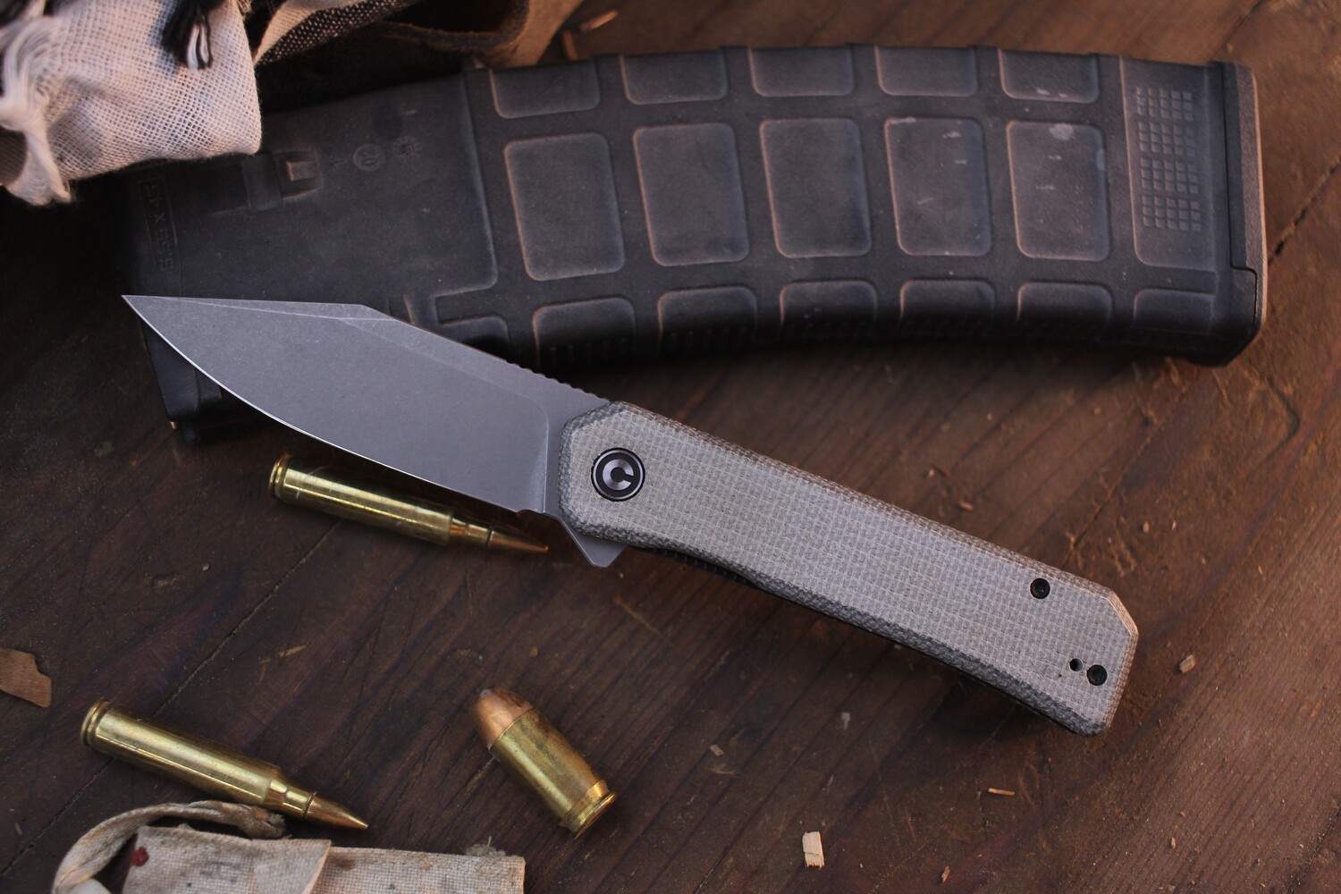CIVIVI Relic 3.5&quot; Multitool &amp; Linerlock Flipper / OD Green Micarta / Stonewashed Nitro-V ( Pre Owned )