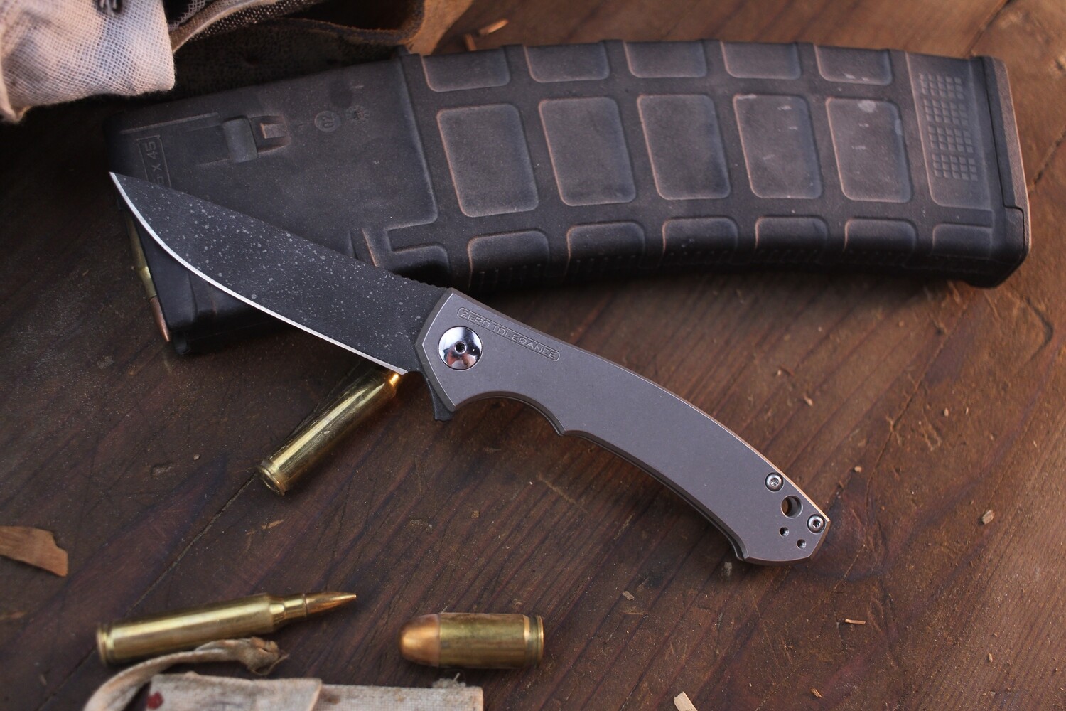 Zero Tolerance 0450 Sinkevich 3.25&quot; Framelock Flipper / Titanium / Galaxy Cerakote S35VN ( Pre Owned )