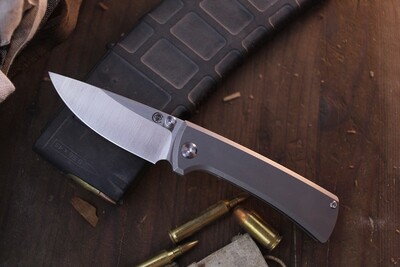 Chaves Knives RCK9 3.25&quot; Framelock Folder / Stonewashed Titanium / Satin M390