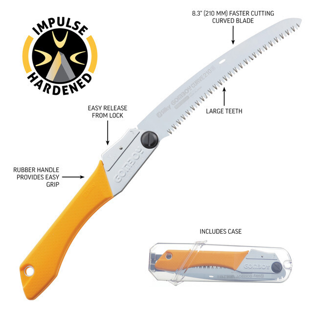 Silky Gomboy Curve 8.3&quot; Folding Saw 717-21 / Medium Tooth / Orange