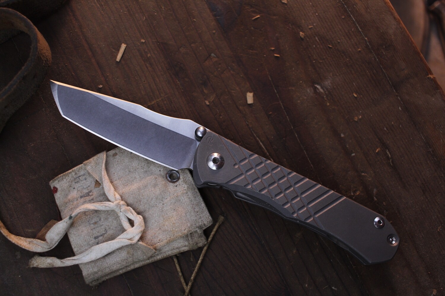 Chris Reeve Umnumzaan 3.675&quot; Framelock Folder / Milled Titanium Scales / Satin S45VN Tanto ( Pre Owned )