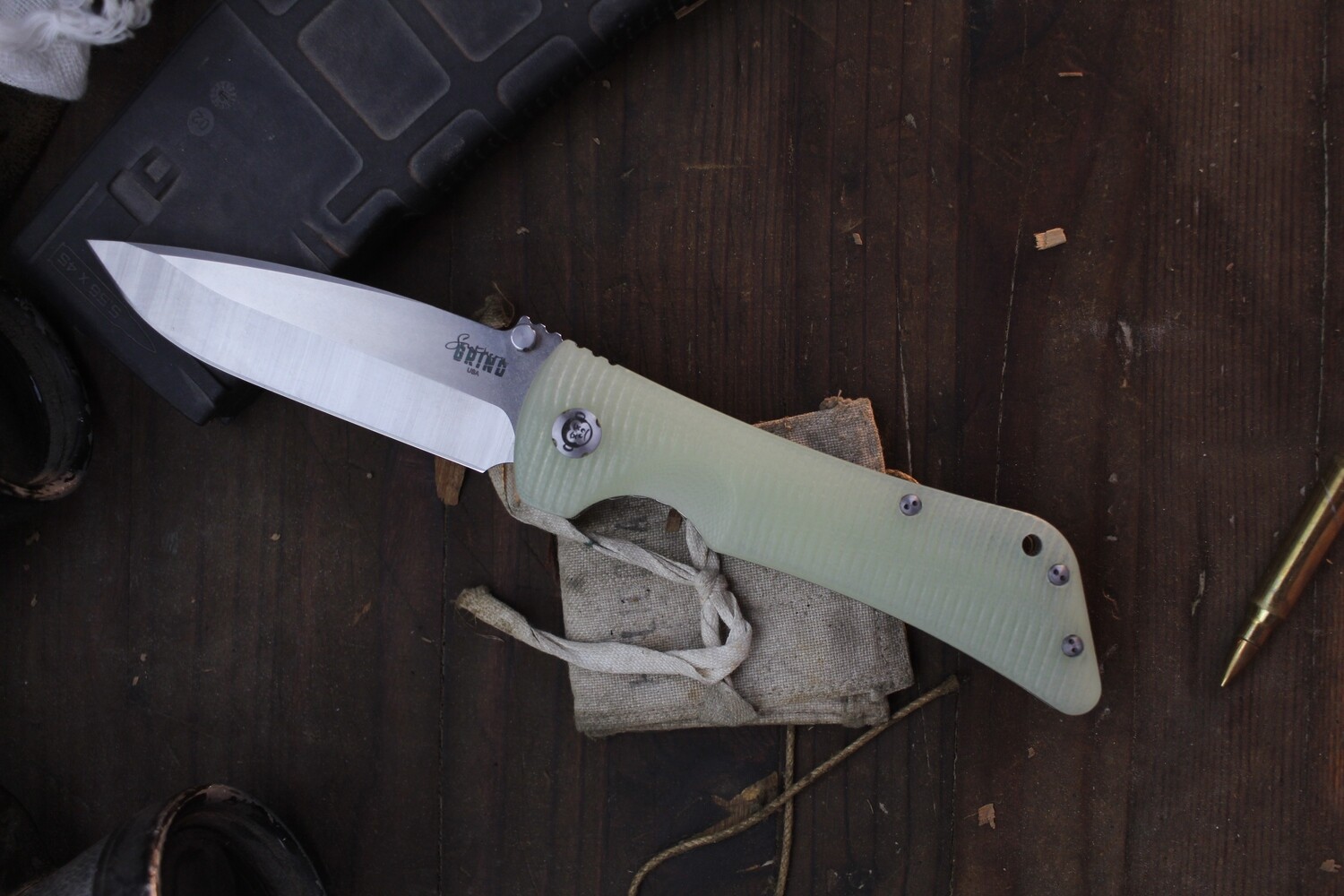 Southern Grind Bad Monkey 4&quot; Framelock Folder / Jade G-10 / Satin 14C28N ( Pre Owned )