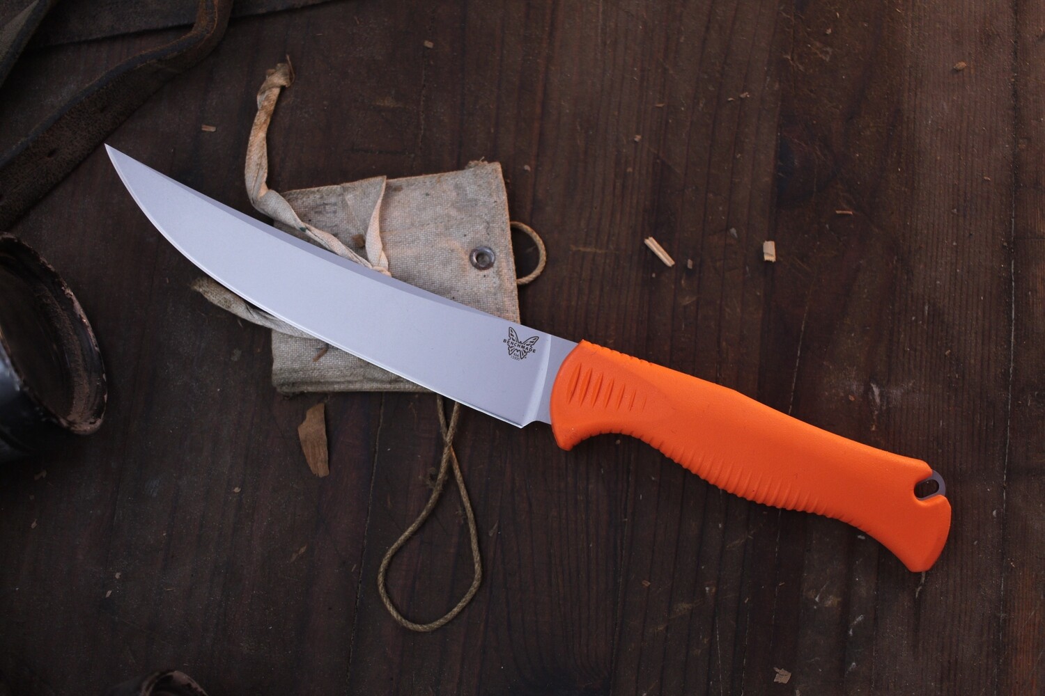 Benchmade Prototype Meatcrafter 6.1&quot; Fixed Blade / Orange Molded Rubber / Bead Blasted CPM-154