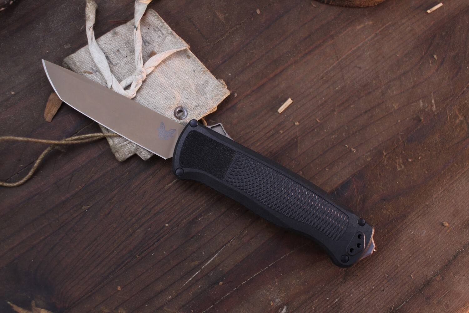 Benchmade Prototype Shootout D/A 3.5&quot; OTF Automatic / Black CF-Elite / Flat Earth PVD CPM Cru-Wear