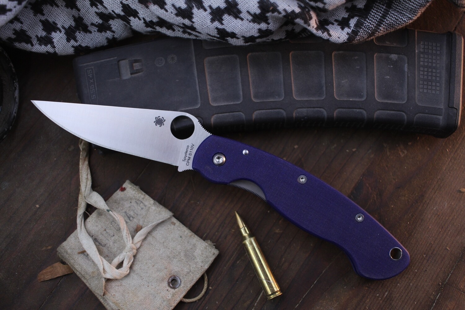 Spyderco Military 4&quot; Linerlock Folder / Blurple G-10 / Satin S110V