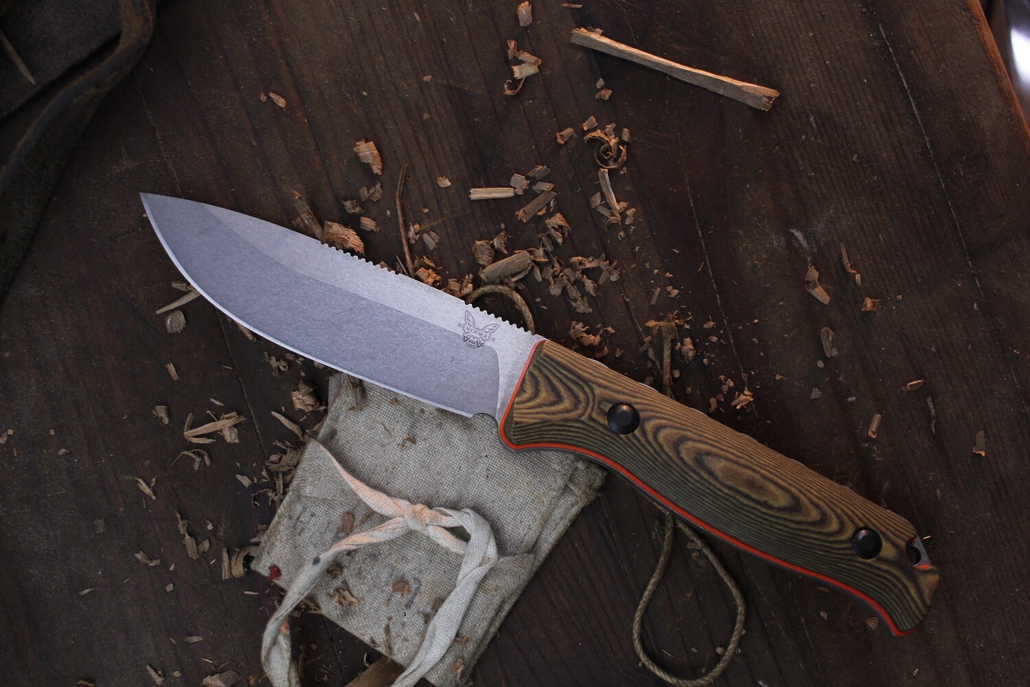 Benchmade Hunt Saddle Mountain 4.2&quot; Skinner Fixed Blade Knife / Richlite / S90V / Custom Kydex ( Pre Owned )