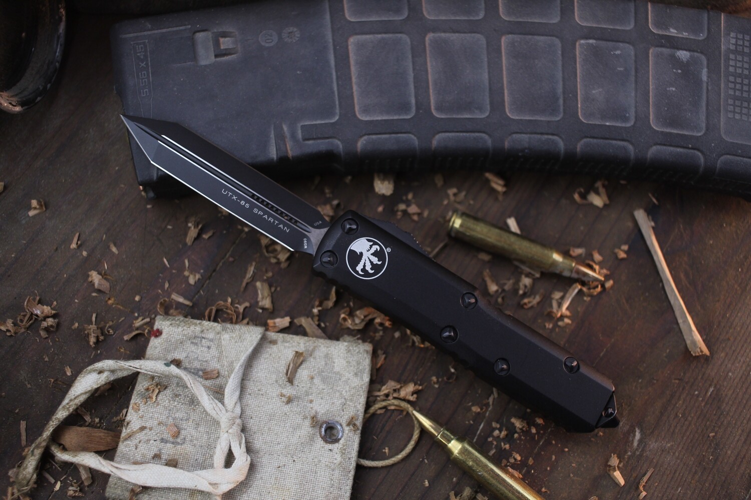 Microtech Spartan UTX-85 3.1&quot; OTF Automatic / Tactical Black Aluminum / Black ( Pre Owned )