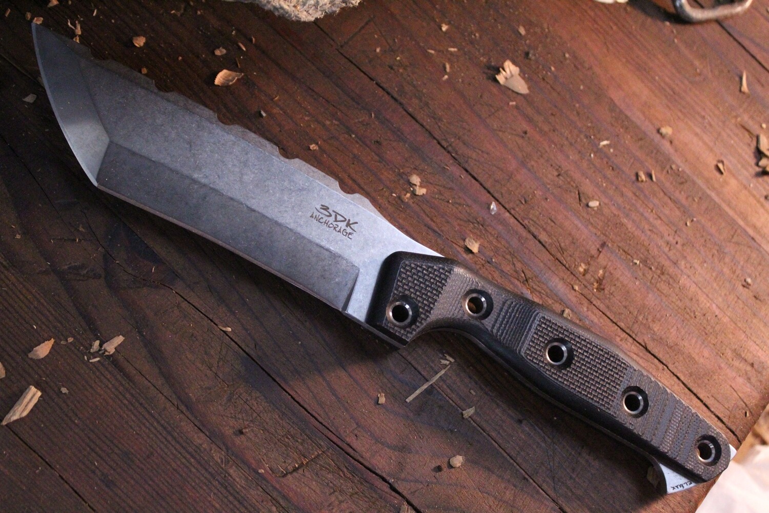 3DK Amuk 6&quot; Fixed Tanto Point, Elmax Blade / Black V1 G10 handle