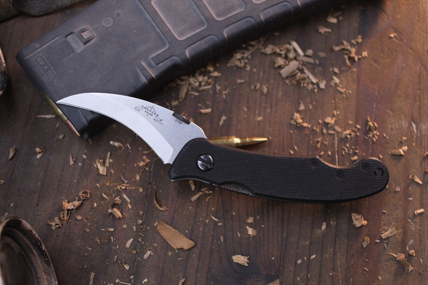 Emerson Knives Elvia 2.7&quot; Folding Knife / Black G10 / Satin 154CM ( Pre Owned )