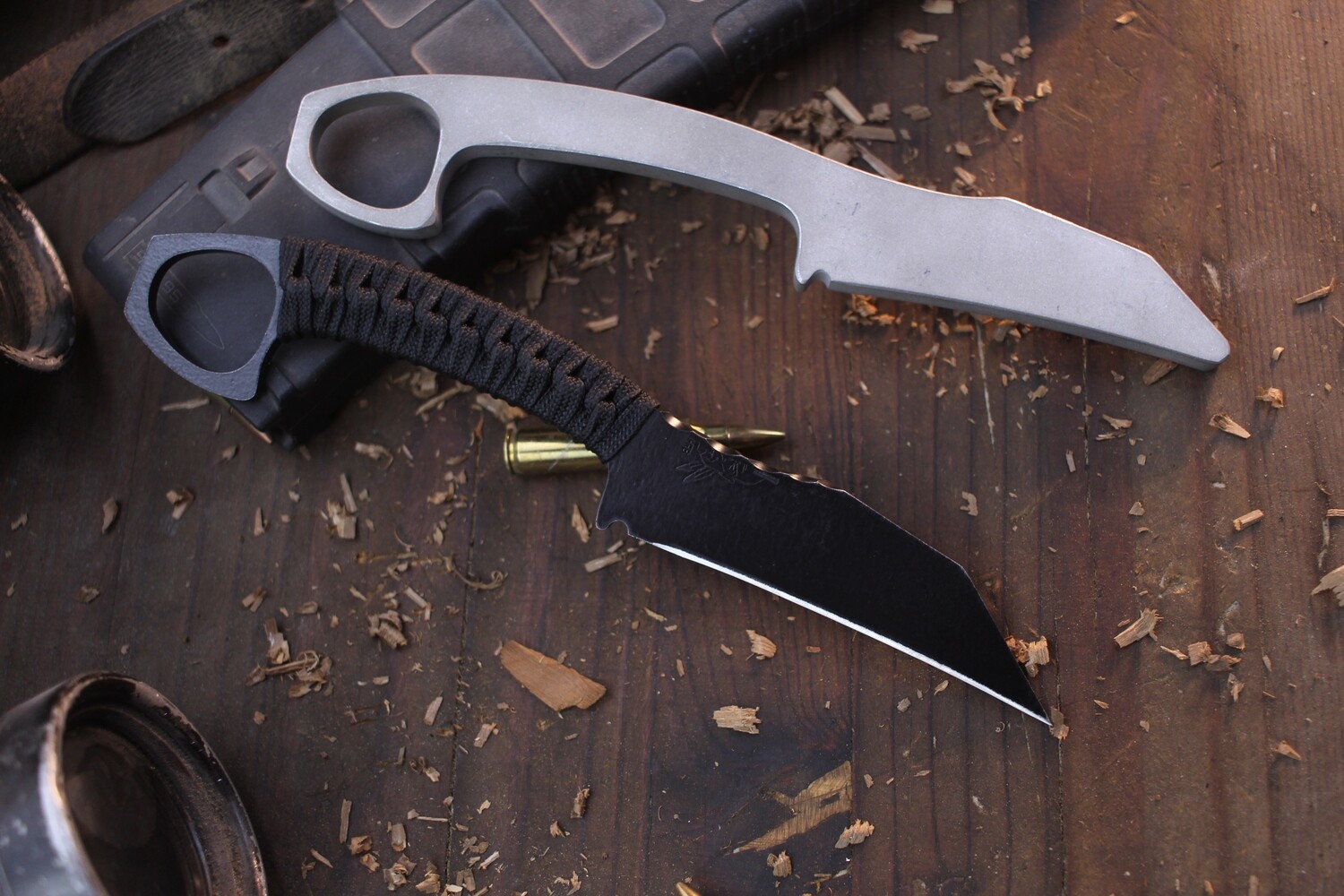 Half Face Blades SHPOS 3” Fixed Blade / Black Cord Wrap / Black Cerakote S35VN / Trainer ( Pre Owned )