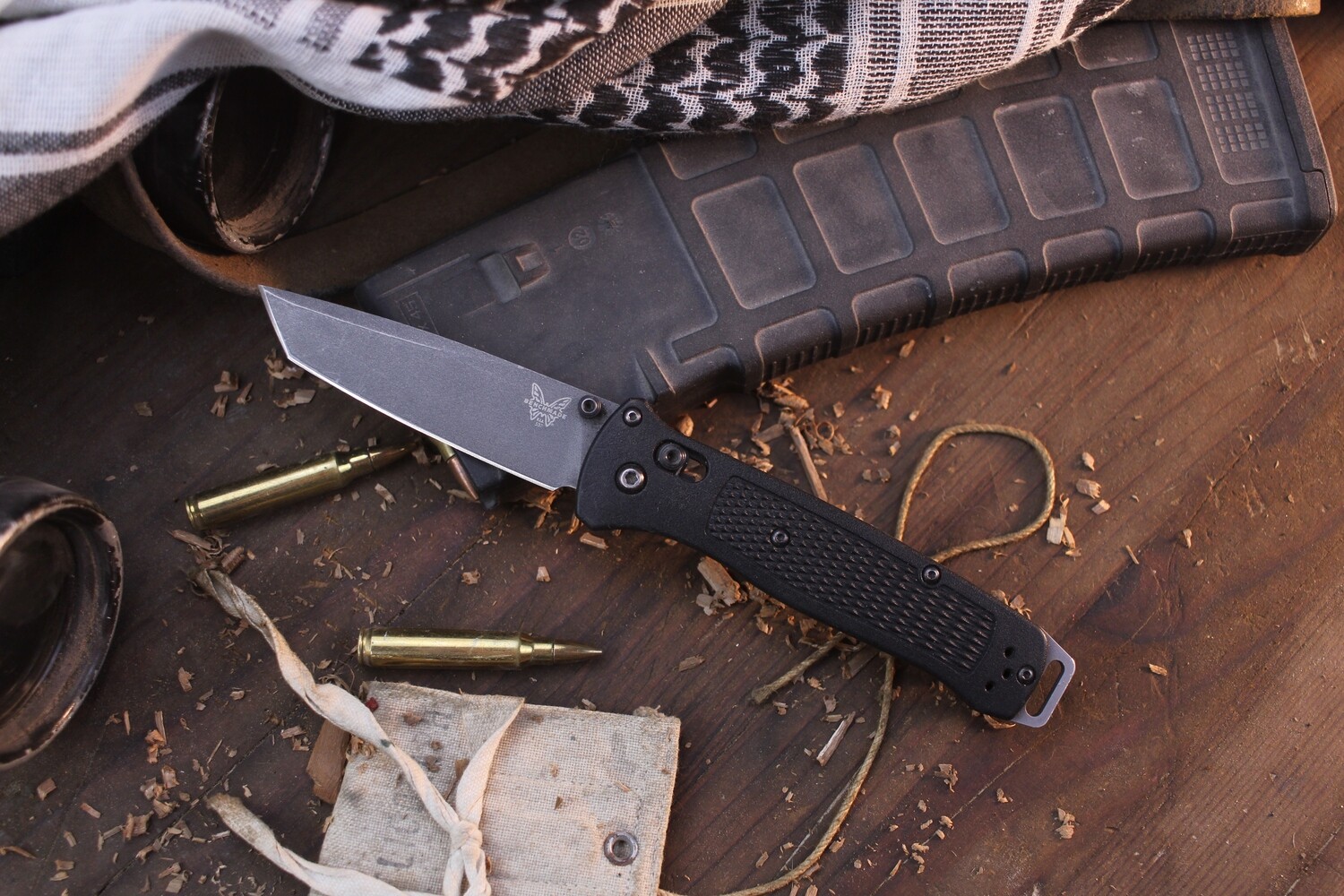 Benchmade Bailout 3.38&quot; Tanto AXIS Lock Knife / Black Grivory / Gray / 3V ( Pre Owned )