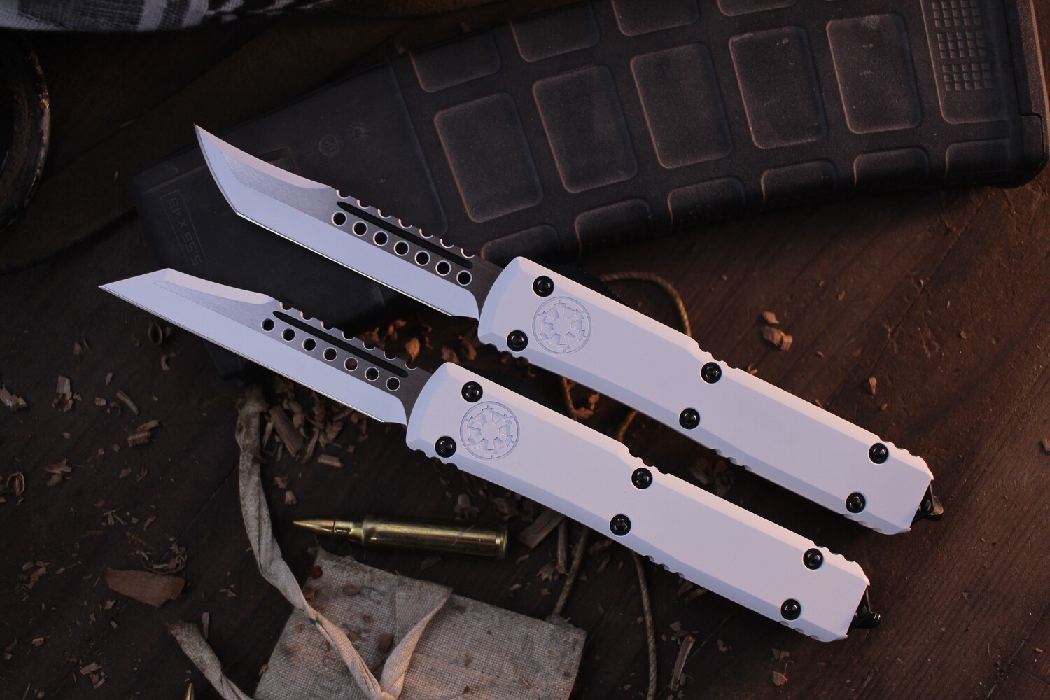 Microtech Signature Series Ultratech Storm Trooper Set / Deep Engraved Storm Trooper /  Hellhound &amp; Warhound ( Pre Owned )