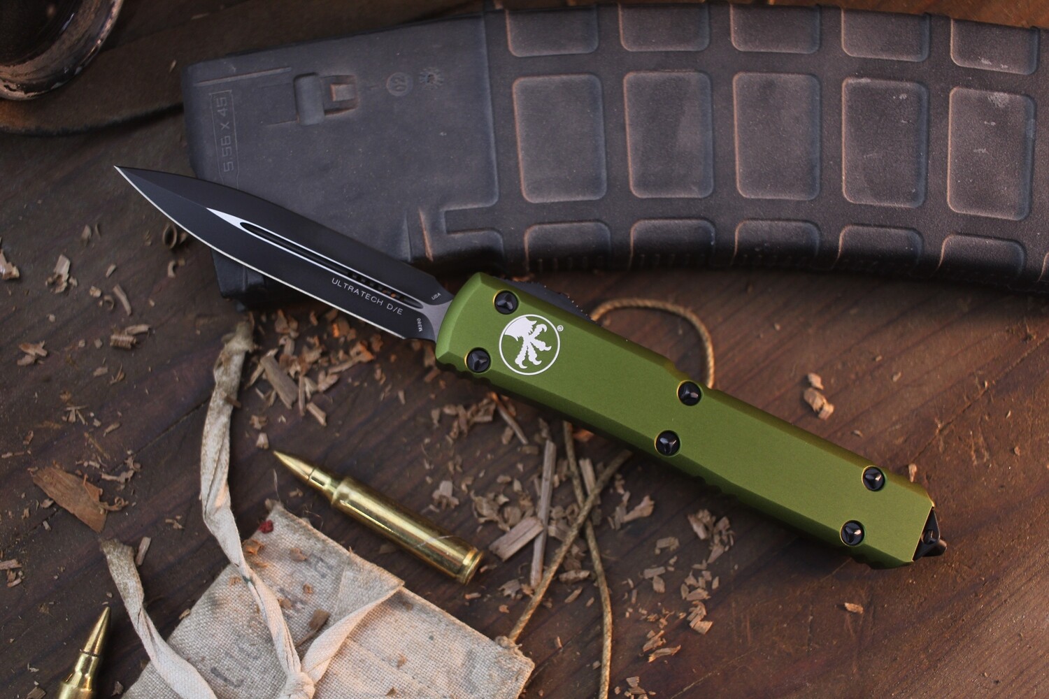 Microtech Ultratech D/E 3.4&quot; OTF Auto / OD Green Aluminum / Black