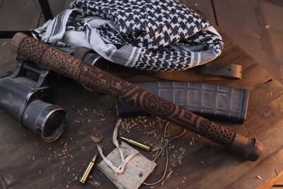 RMJ Gold Point Forge Angry Steve 18" Pewter Filled Thumper / Rune Carved Hickory With Pewter Core ( Pre Owned )