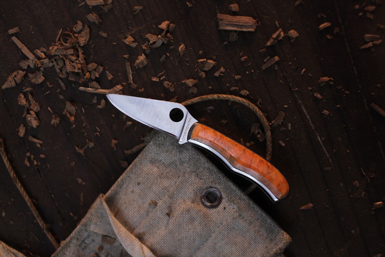 Spyderco Santa Fe Stoneworks Bug 1.125&quot; Mini Slipjoint Folder / Apple Corral &amp; Stainless Steel / Satin 3CR13MoV ( Pre Owned )