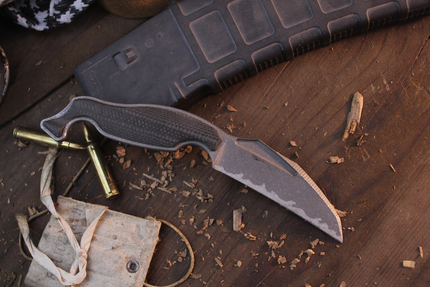 Jake Hoback TALIM Combative Systems 3.5&quot; Karambit &amp; Trainer / Carbon Fiber /  Differentially Heat Treated Titanium ( Pre Owned 