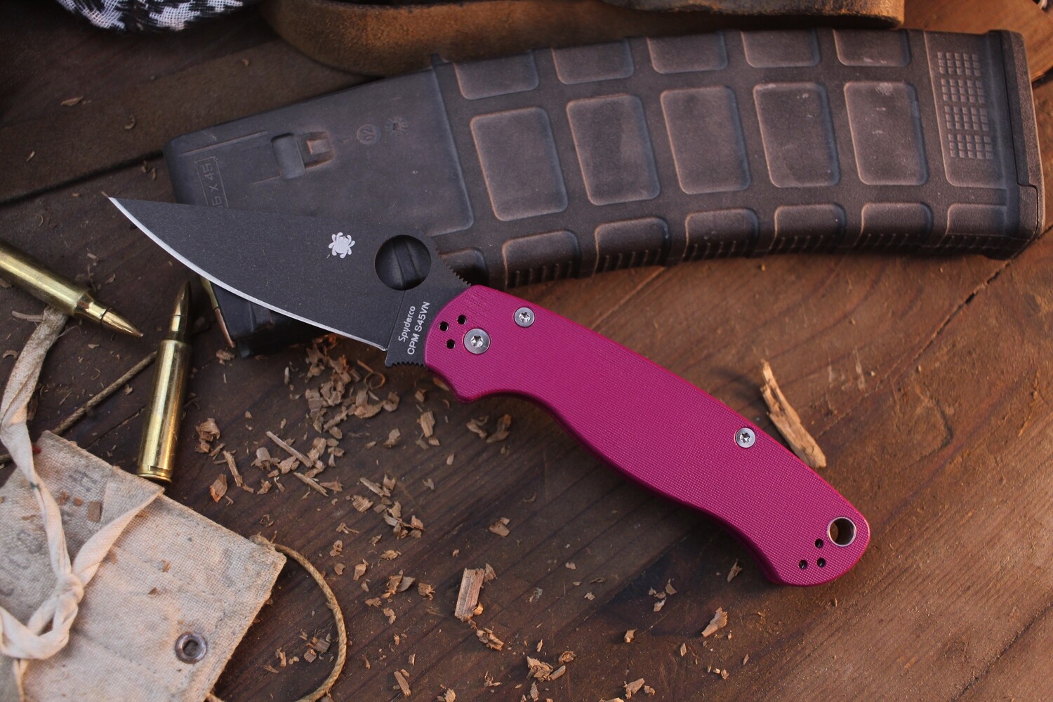 Spyderco NK Custom Paramilitary 2 3.44&quot; Compression Lock Folder / Sangria G-10 / Cobalt Cerakote S45VN