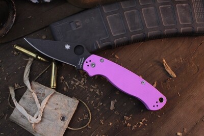 Spyderco NK Custom Paramilitary 2 3.44&quot; Compression Lock Folder / Purplexed G-10 / Cobalt Cerakote S45VN