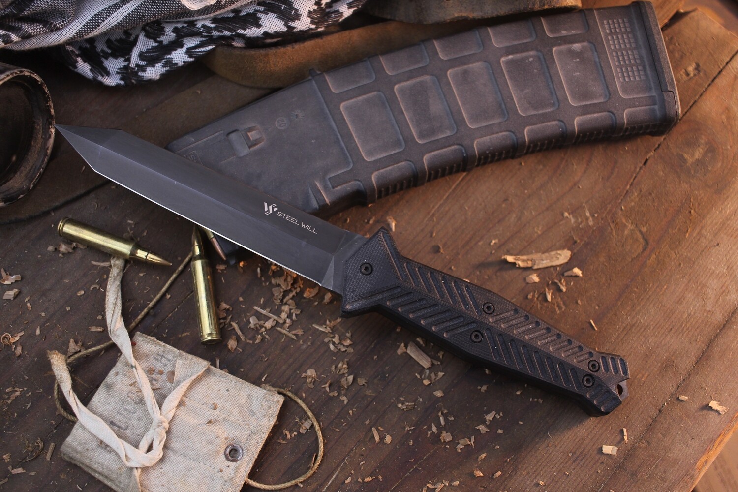 Steel Will Adept 1000 5.6&quot; Fixed Blade / Black G10 / PVD N690 ( Pre Owned )