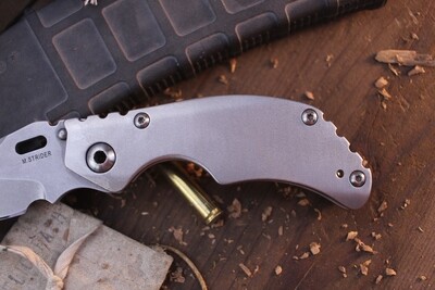 Strider Knives Custom Shop KRT 4.5" Framelock Folder / Orange Peel Titanium / Bead Blasted CTS-XHP ( Pre Owned )