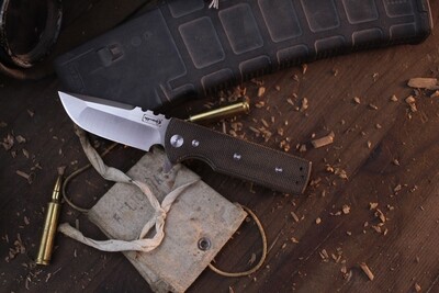 Chaves Ultramar TAK 2.75&quot; Liner Lock Flipper / Green Canvas Micarta / Wiped M390 ( Pre Owned )