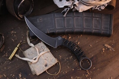 Bastinelli Creations Mako 4.5" Fixed Blade / Black Cord Wrap / Blackwash N690 ( Pre Owned )