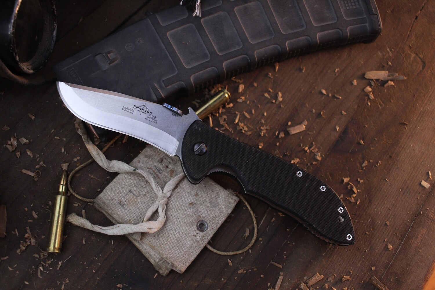 Emerson Commander SF 3.75&quot; Folding Knife, Black / Stonewashed Recurve 154CM ( Pre Owned )