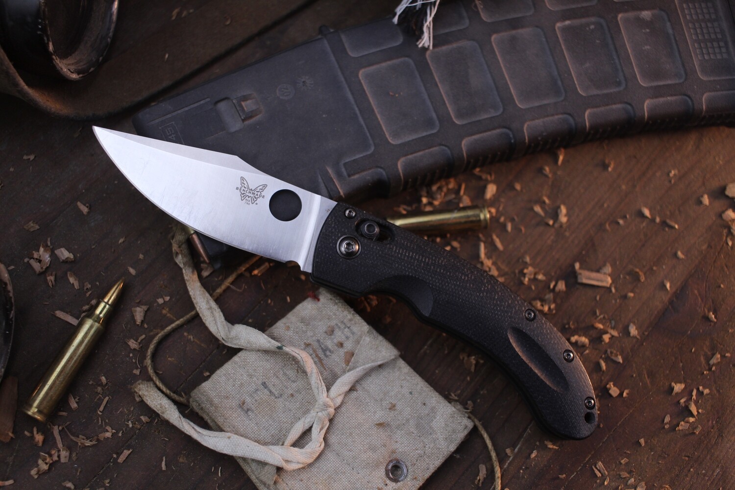 Benchmade Mini Onslaught 3.45&quot; AXIS Lock Folder / Black G-10 /  Satin 154CM ( Pre Owned )