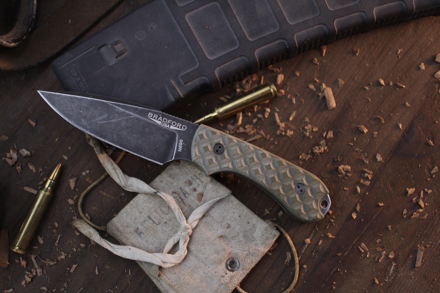 Bradford Guardian G3 3&quot; Fixed Blade / OD Green G-10 / Blackwashed N690 ( Pre Owned )