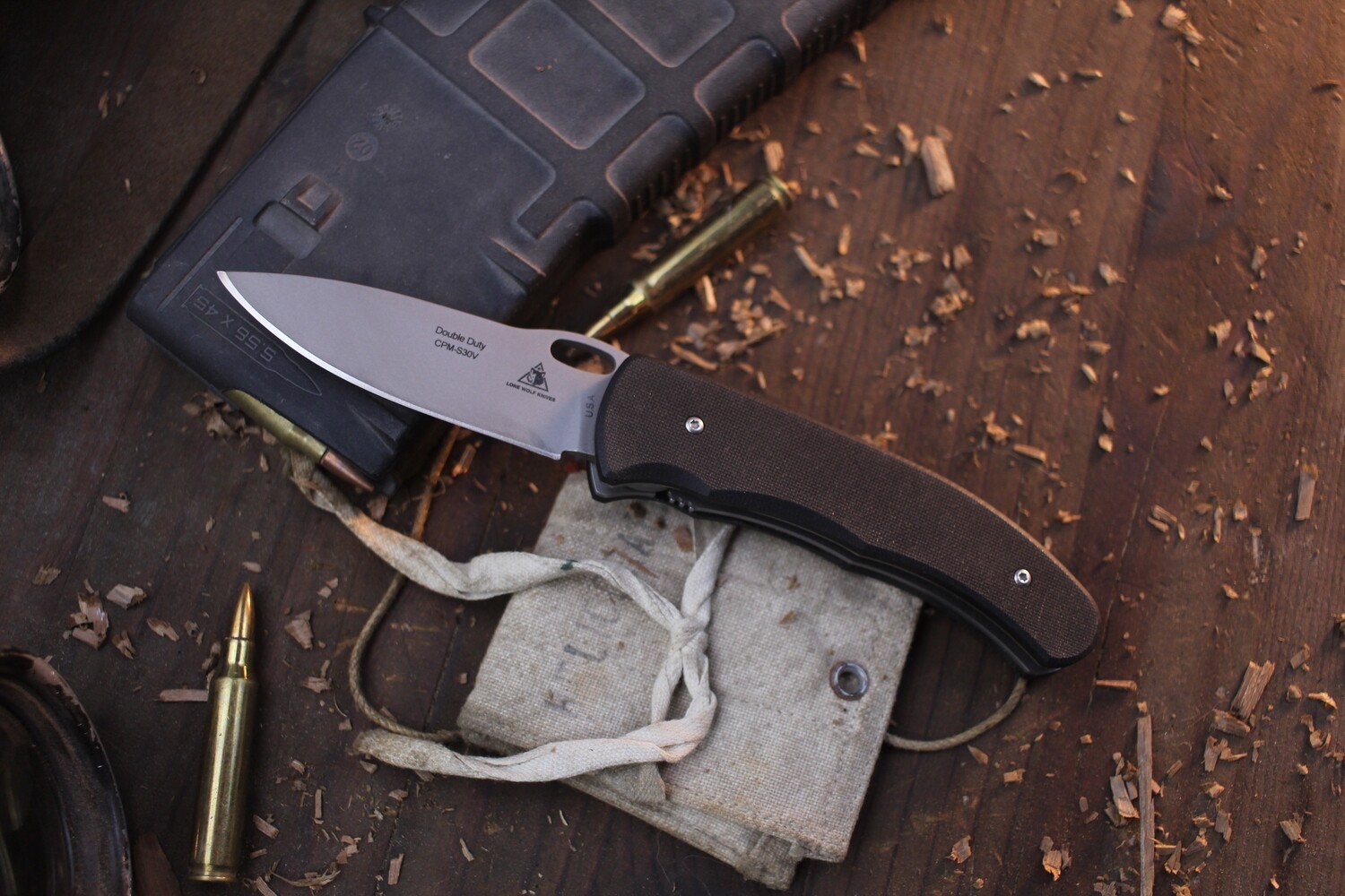 Lone Wolf Double Duty 2.875&quot; D/A Auto Liner Lock Folder / Black G-10 / Bead Blasted S30V ( Pre Owned )