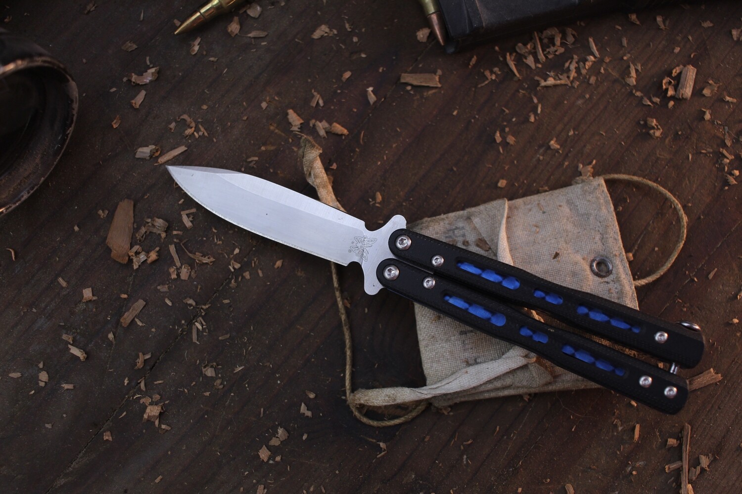 Benchmade 32 3&quot; Balisong Butterfly Knife / Black G-10 &amp; Anodized Titanium Liners / Satin D2 (Pre-Owned)