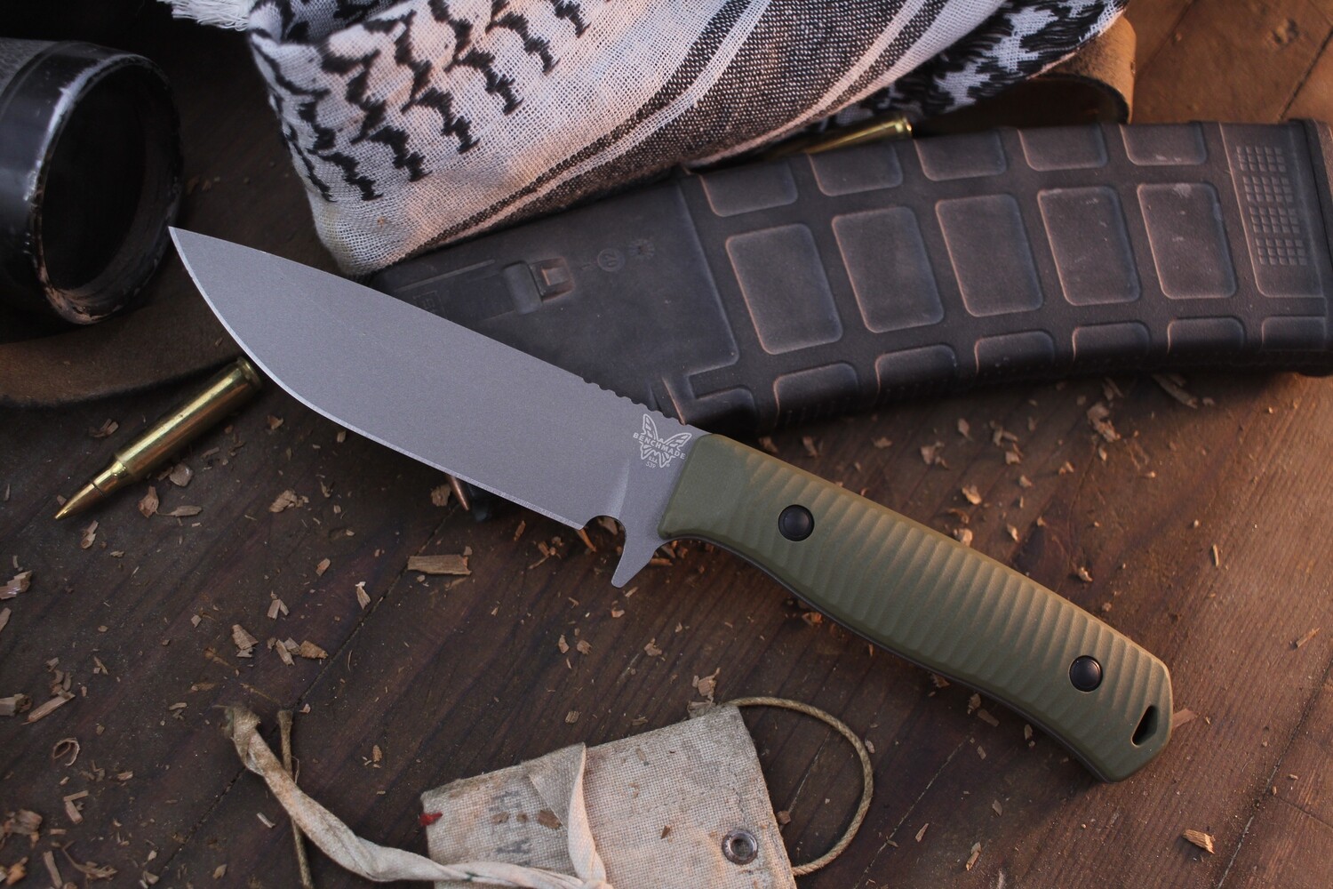 Benchmade Anonimus 5&quot; Fixed Blade / OD Green G-10 / Gray Cerakote CPM-CruWear ( Pre Owned )