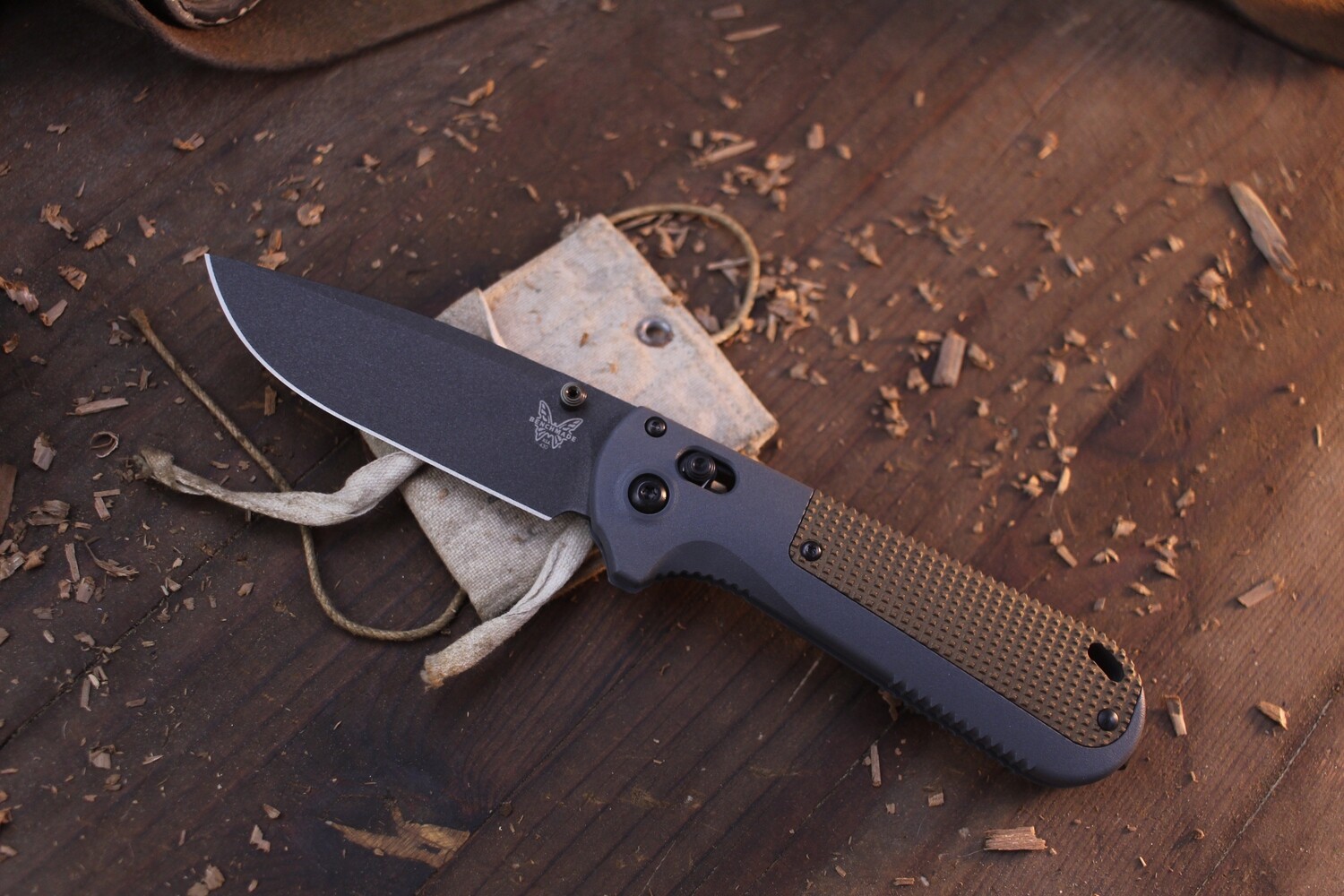 Benchmade Redoubt 3.6&quot; AXIS Lock Folder / Gray &amp; Burnt Bronze Grivory / Cobalt Black CPM-D2 ( Pre Owned )