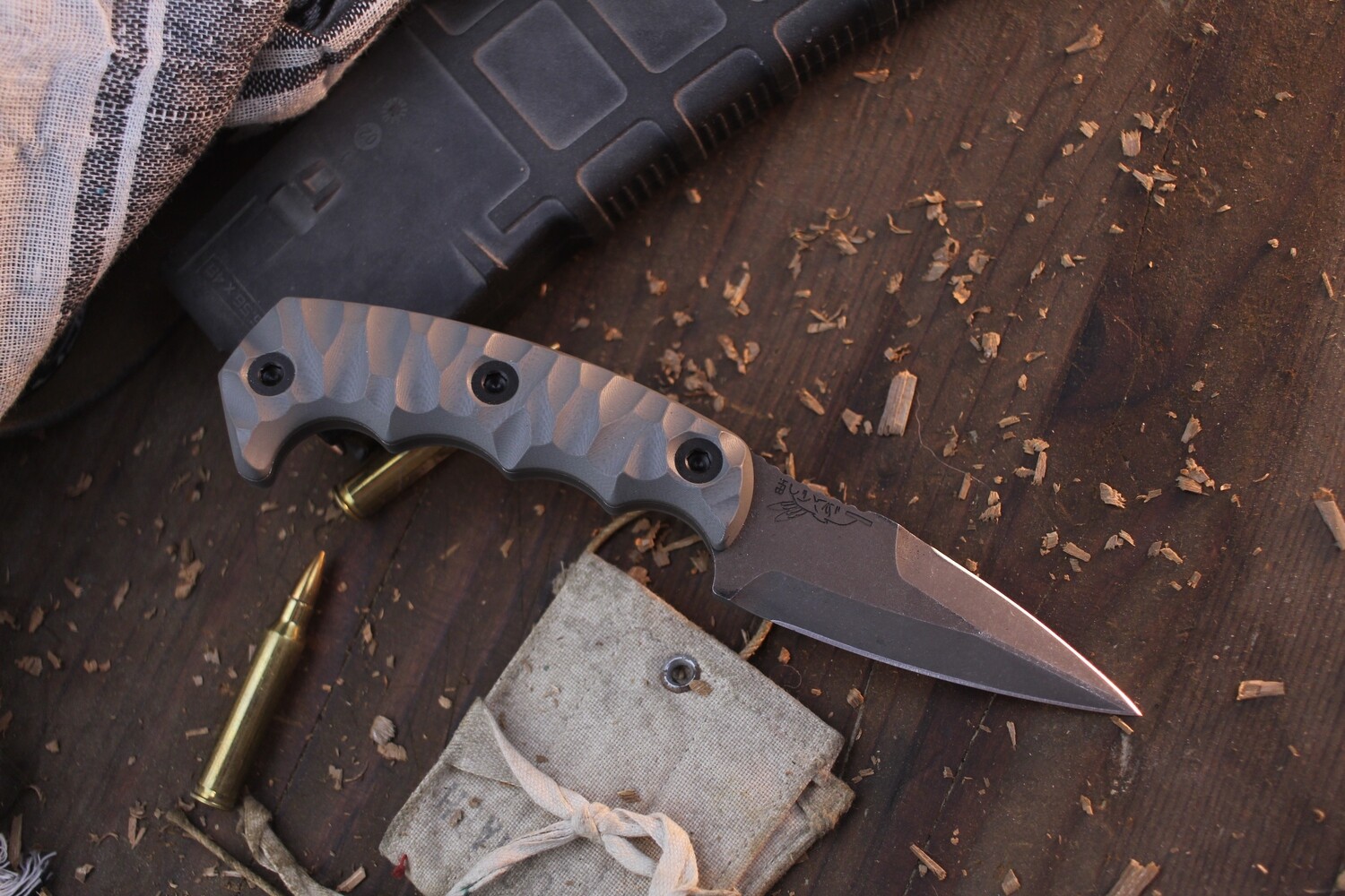Half Face Blade Humint 3&quot; Fixed Dagger / Grey G-10 / Acid Washed S45VN