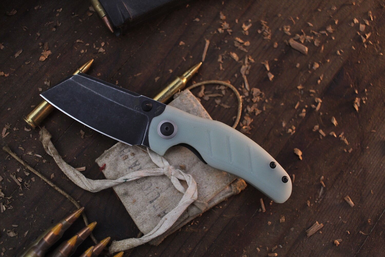 Kizer Mini Sheepdog 2.6&quot; Folding Knife / Jade G10 / Blackwashed M390 ( Pre Owned )